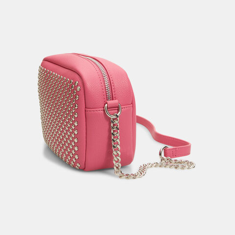 Bolso bandolera de mujer con tachuelas y cadena , Fucsia Bolso bandolera de mujer con tachuelas y cadena , Fucsia